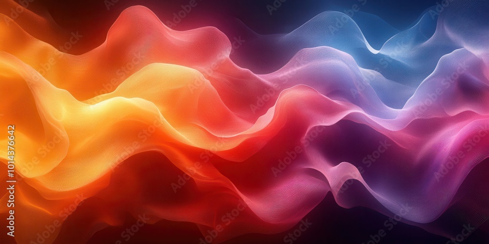 Obraz premium Abstract Colorful Wavy Lines with Interlacing Patterns and Gradient Colors