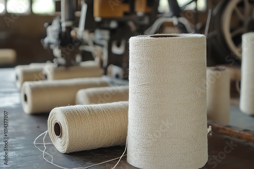 Close up of cotton candle wick rolls photo