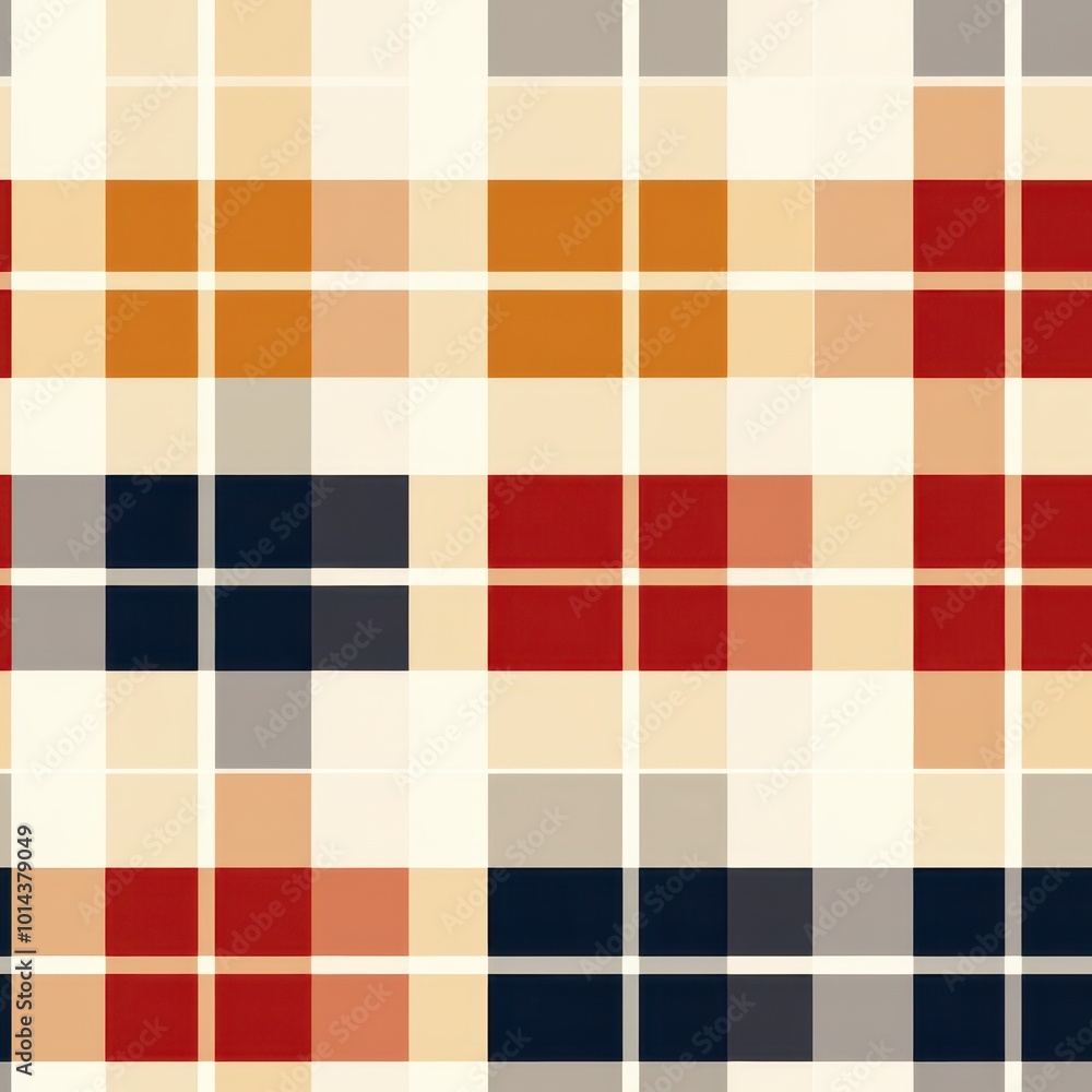 Fototapeta premium A vibrant, geometric pattern composed of alternating squares in warm tones and contrasting dark shades, creating a visually striking design.