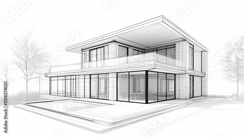 Continuous line simple house. One line illustration of housing,real estate,property. Single line vector illustration.