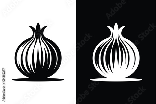 Onion Symbol Vector. Isolated Pictogram on White and Black