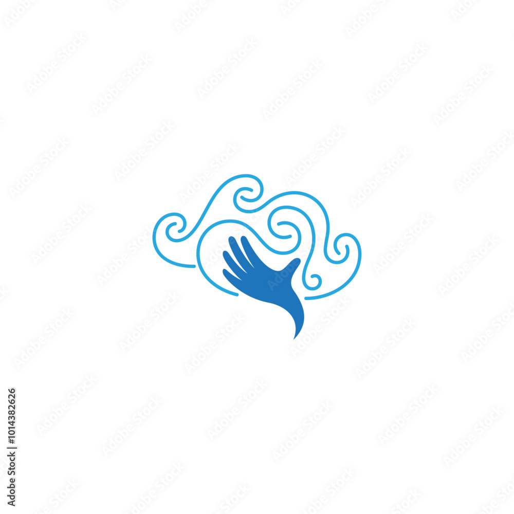 Hand holding cloud logo with simple design style Hand holding cloud logo with simple design style