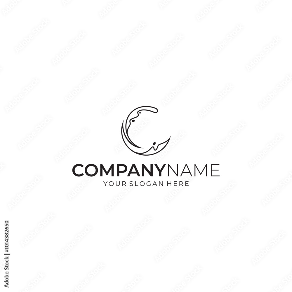 Abstract crescent moon logo with wave shape Abstract crescent moon logo with wave shape