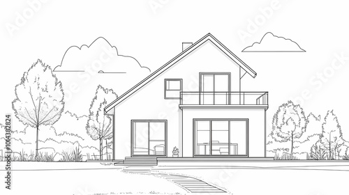 Continuous line simple house. One line illustration of housing,real estate,property. Single line vector illustration.