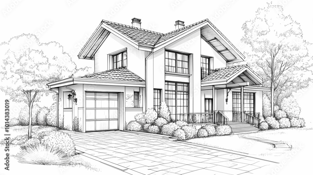 Continuous line simple house. One line illustration of housing,real estate,property. Single line vector illustration. Continuous line simple house. One line illustration of housing,real estate,property. Single line vector illustration.