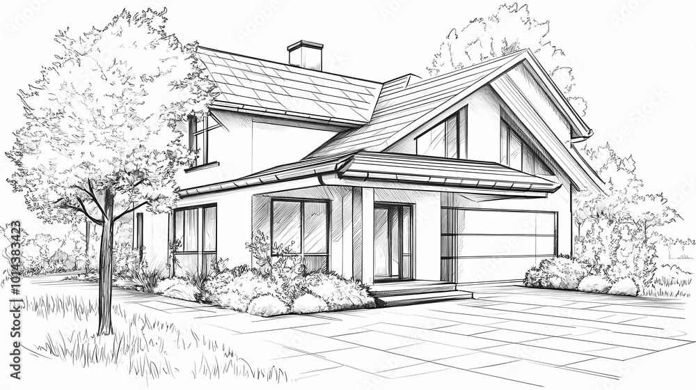 Continuous line simple house. One line illustration of housing,real estate,property. Single line vector illustration. Continuous line simple house. One line illustration of housing,real estate,property. Single line vector illustration.