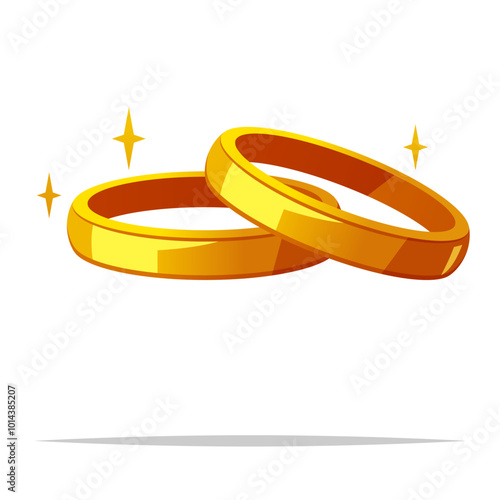 Golden wedding rings vector isolated illustration