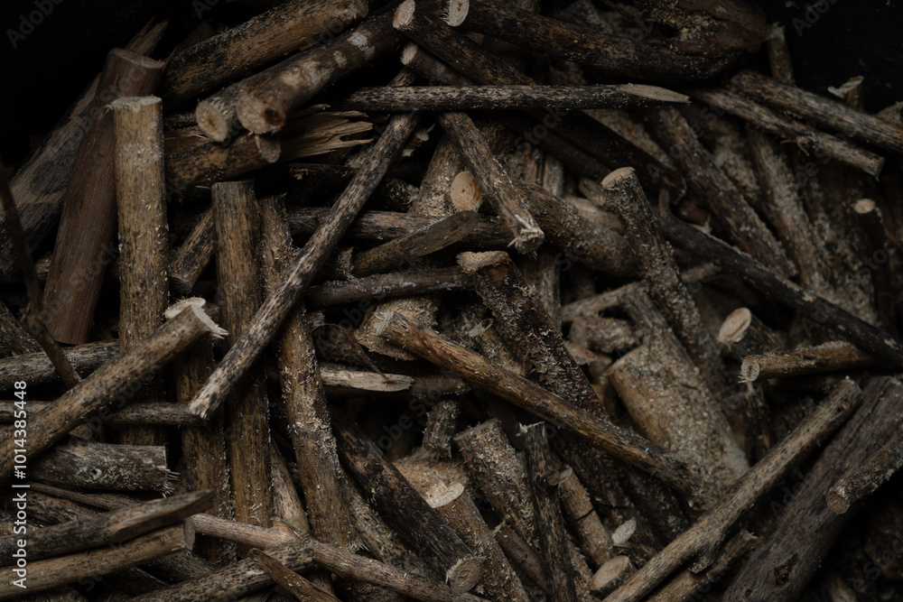 Close of pile of wood preparing for firewood l Close of pile of wood preparing for firewood l