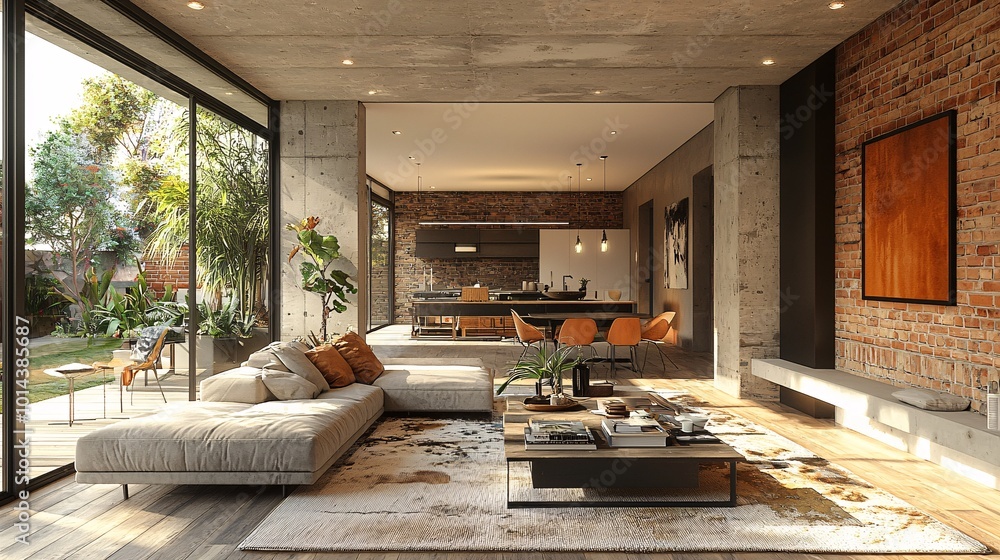 Modern Industrial Living Room Design with Natural Light Modern Industrial Living Room Design with Natural Light