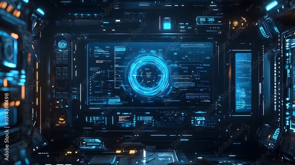 abstract futuristic background of blue glowing technology sci fi frame hud ui. abstract futuristic background of blue glowing technology sci fi frame hud ui.