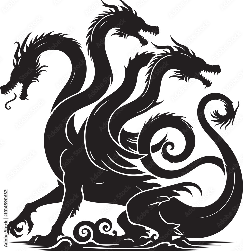 Dragon Hydra Mythical Creature Silhouette Vector Illustration Art
Dragon Hydra Mythical Creature Silhouette Vector Illustration Art