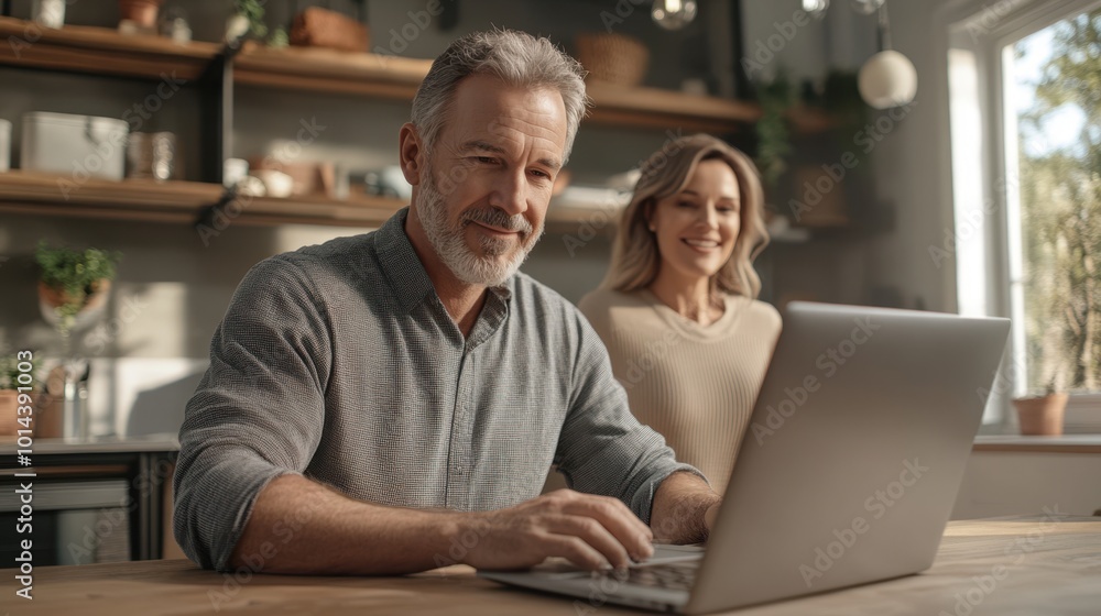The Man Using Laptop Comfortably The Man Using Laptop Comfortably