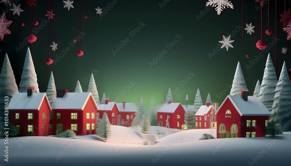 Red and black Christmas background concept Snowflakes fall over Christmas trees in towns and villages. Red and black Christmas background concept Snowflakes fall over Christmas trees in towns and villages.