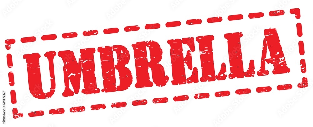 UMBRELLA text written on red stamp sign. UMBRELLA text written on red stamp sign.