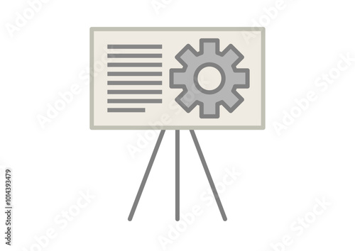 Pantalla con lista y engranaje representando desarrollo de proyecto