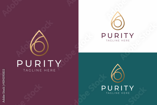 Purity Logo Shape Water Drop Olive Oil Beauty Treatment Concept Product