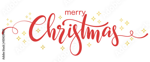 Merry christmas hand lettering calligraphy isolated on white background. Vector holiday illustration element. Merry Christmas script calligraphy