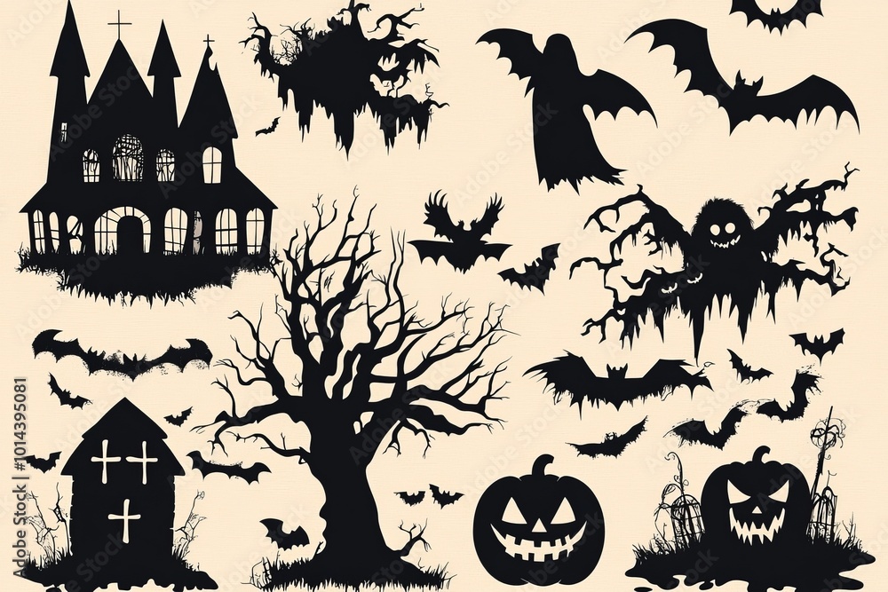Obraz premium Halloween concept icons