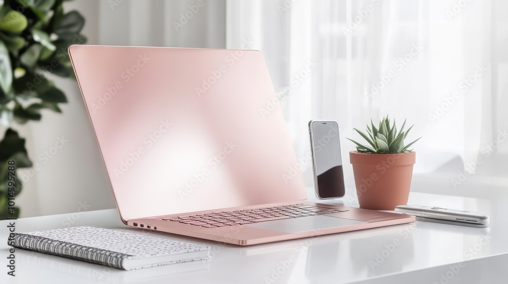 Fototapeta premium The Modern Workspace with Laptop