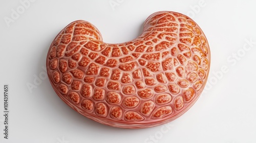 A textured, kidney-shaped object resembling organic material. photo