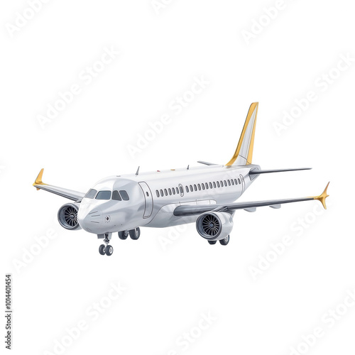 Detailed Illustration of a Modern Commercial Aircraft on transparent background