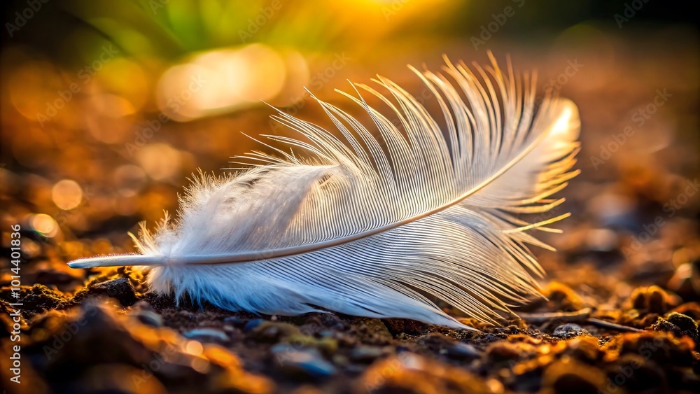A feather lying on a natural background A feather lying on a natural background