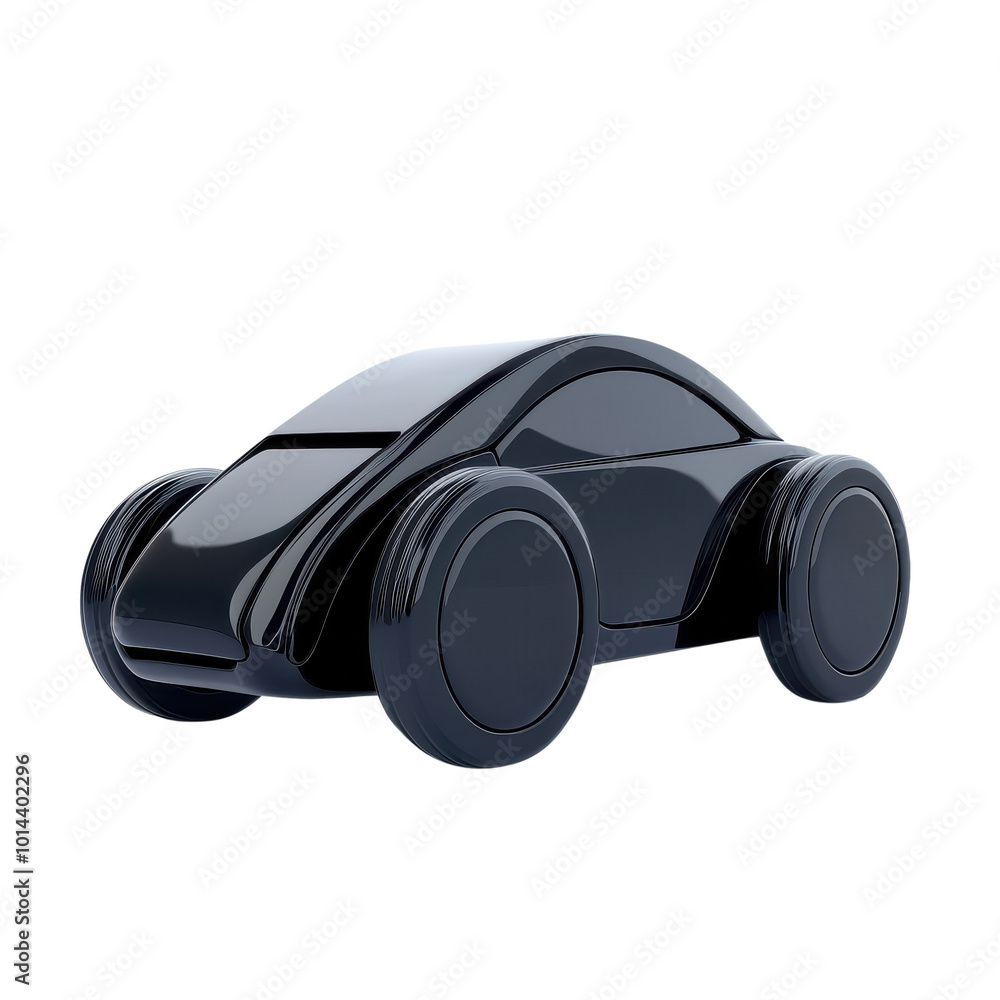 Sleek Black Toy Car Model Design on transparent background