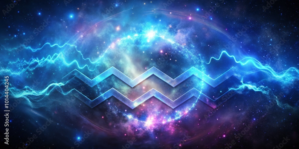 Dive into the Aquarius symbol on a cosmic backdrop, an enchanting piece for astrology aficionados and spiritual seekers Dive into the Aquarius symbol on a cosmic backdrop, an enchanting piece for astrology aficionados and spiritual seekers