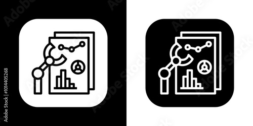 Black and white icons, analysis data report business profit chart