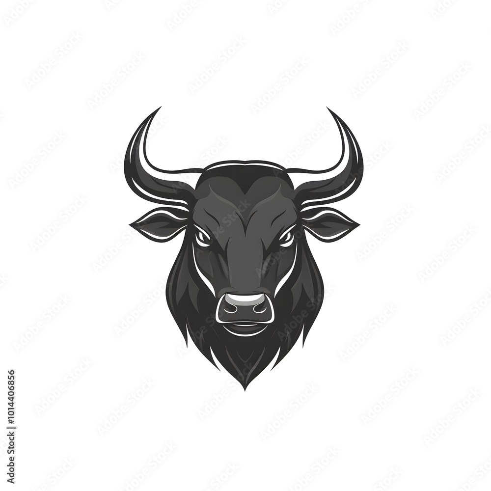Fototapeta premium Black Bull Head Mascot Illustration Design