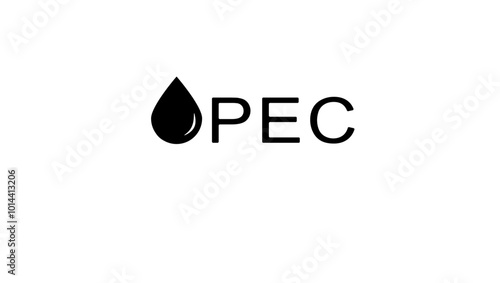 OPEC lettering, black isolated silhouette