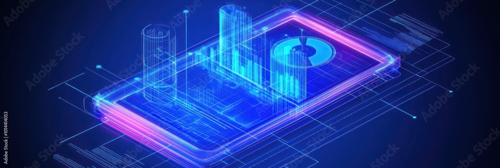 Digital phone displaying data visualizations and analytics in a ...