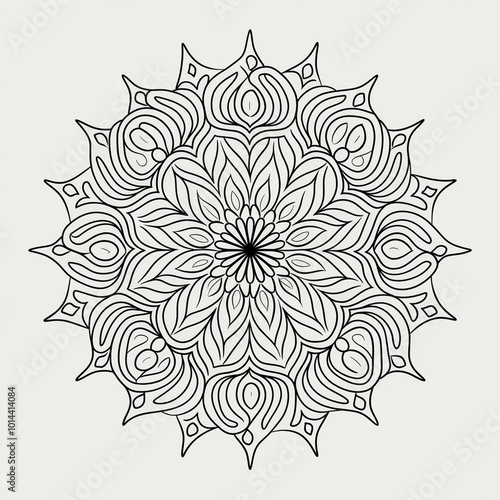 Mandala circular floral pattern Henna tattoo mehndi oriental style for coloring book page interior