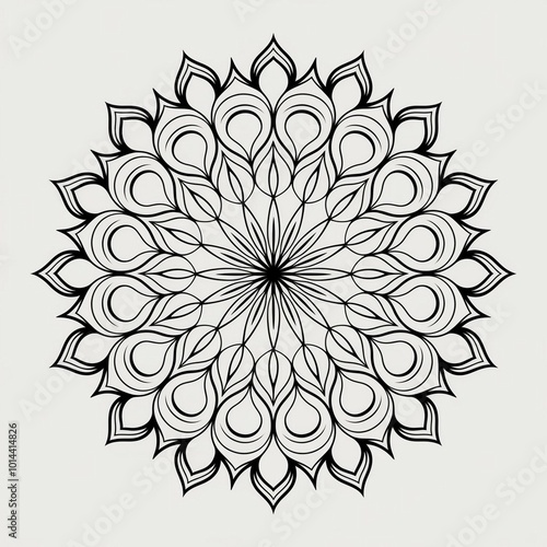 Mandala circular floral pattern Henna tattoo mehndi oriental style for coloring book page interior