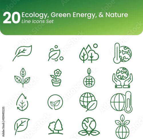 Ecology go green green energy nature organic recylce Icons set vector