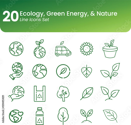 Ecology go green green energy nature organic recylce Icons set vector