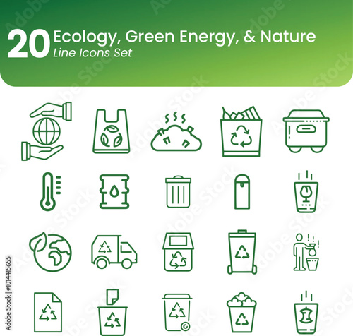 Ecology go green green energy nature organic recylce Icons set vector photo