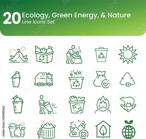 Ecology go green green energy nature organic recylce Icons set vector