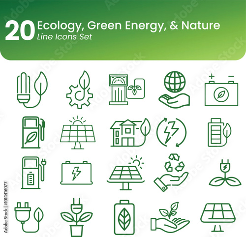 Ecology go green green energy nature organic recylce Icons set vector