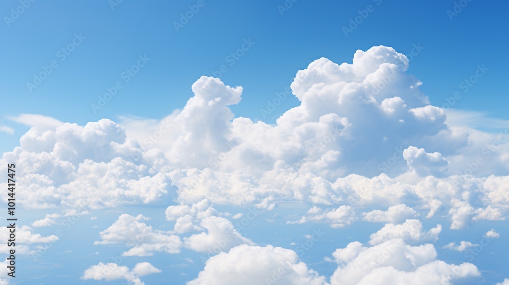 A panoramic shot of a blue sky with large, white clouds A panoramic shot of a blue sky with large, white clouds