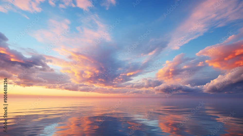Fototapeta premium A blue sky with dramatic clouds at sunrise