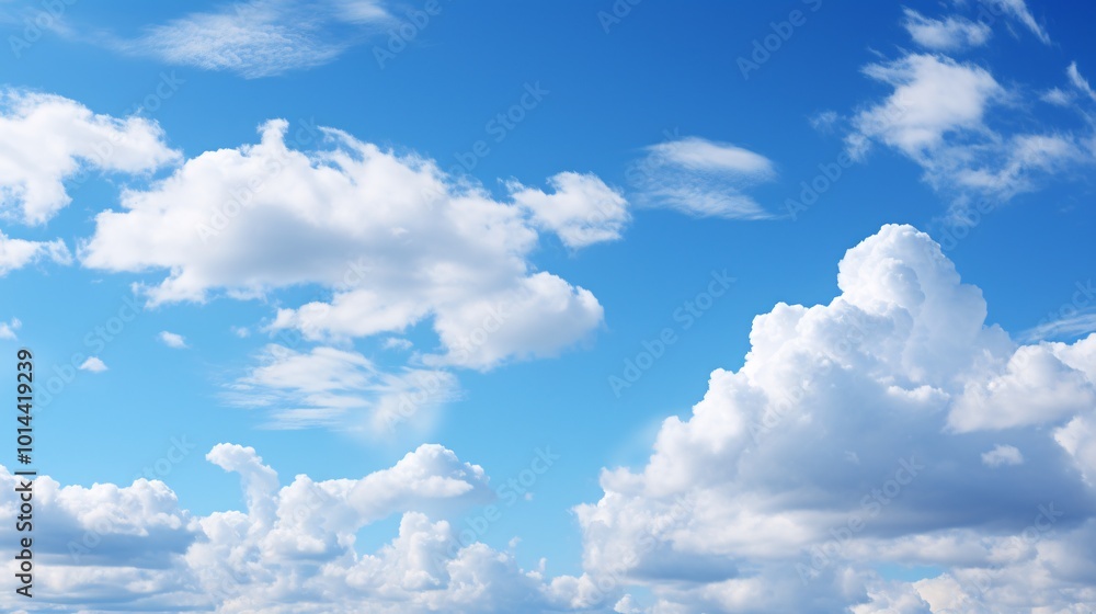A bright blue sky with soft, wispy clouds floating by A bright blue sky with soft, wispy clouds floating by
