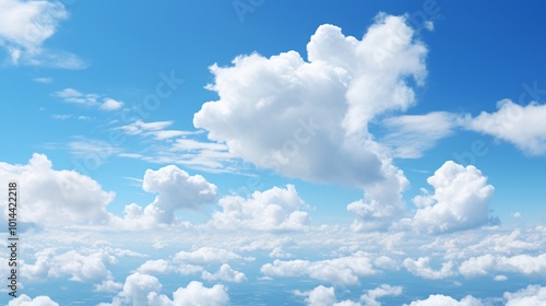 A serene blue sky with high-altitude clouds drifting gently