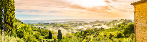 Panoramic view at the nature near San Gimignano in Italy, Tuscany #1014426074