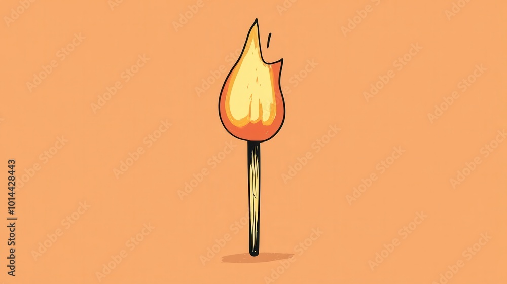 Illustration of a flaming matchstick on a vibrant orange background. Illustration of a flaming matchstick on a vibrant orange background.