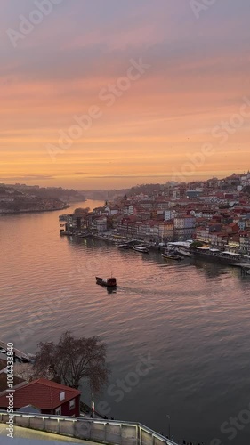 A beautiful and romantic sunset atmosphere in Porto, Portugal