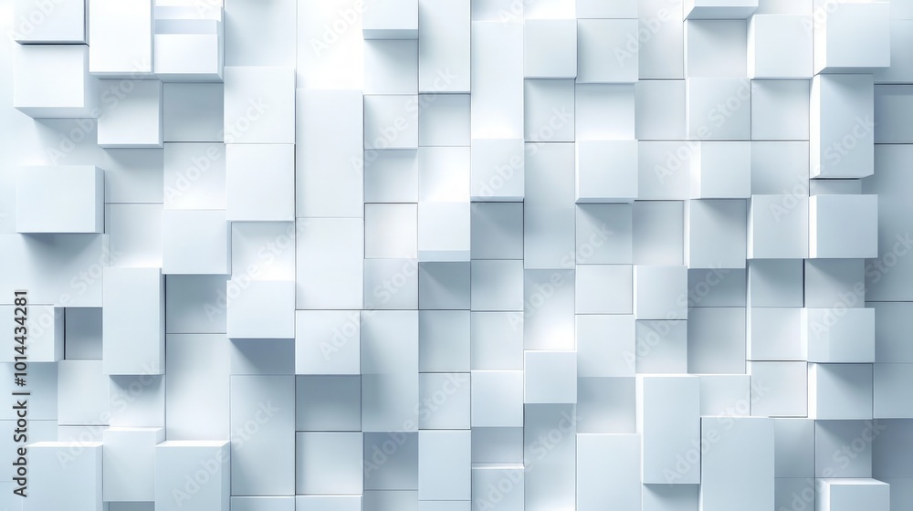 Abstract white cube wall, a modern and minimalist design featuring a three-dimensional arrangement of overlapping cubic shapes, creating depth and visual interest. Abstract white cube wall, a modern and minimalist design featuring a three-dimensional arrangement of overlapping cubic shapes, creating depth and visual interest.