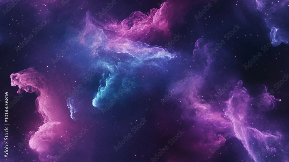 Cosmic Nebula with Swirling Pink and Blue Clouds Cosmic Nebula with Swirling Pink and Blue Clouds
