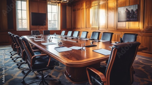 A corporate boardroom with financial experts discussing mergers and acquisitions, showcasing high-level investment strategies