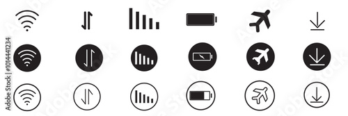 Smartphone notification icon vector set . smartphone status bar icon vector set . different kind of notification app icon .